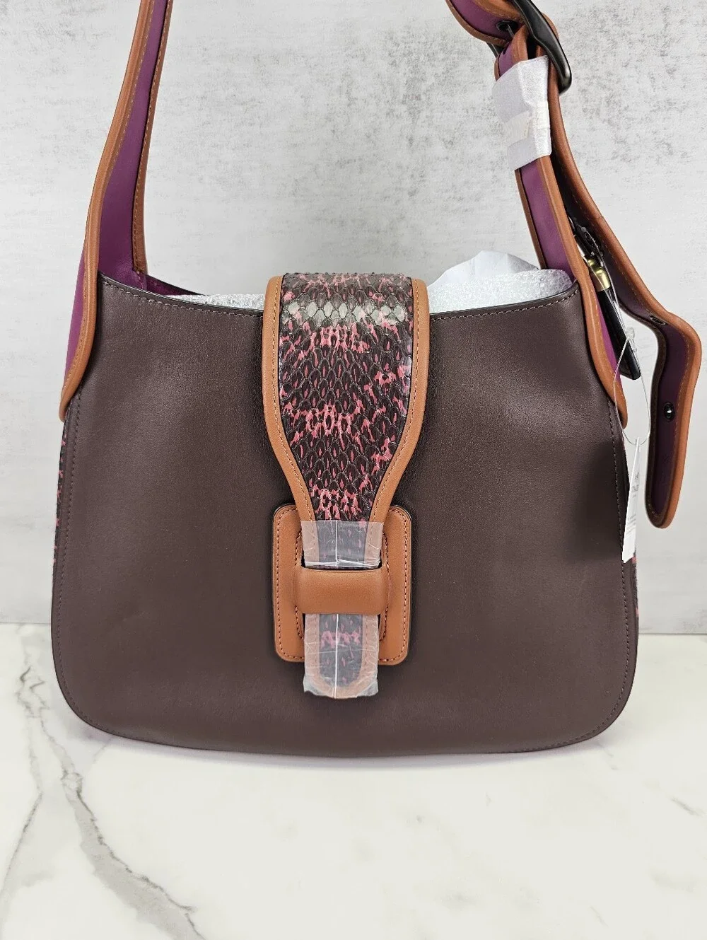 Coach Courier Hobo Bag With Snakeskin Trim - NWT